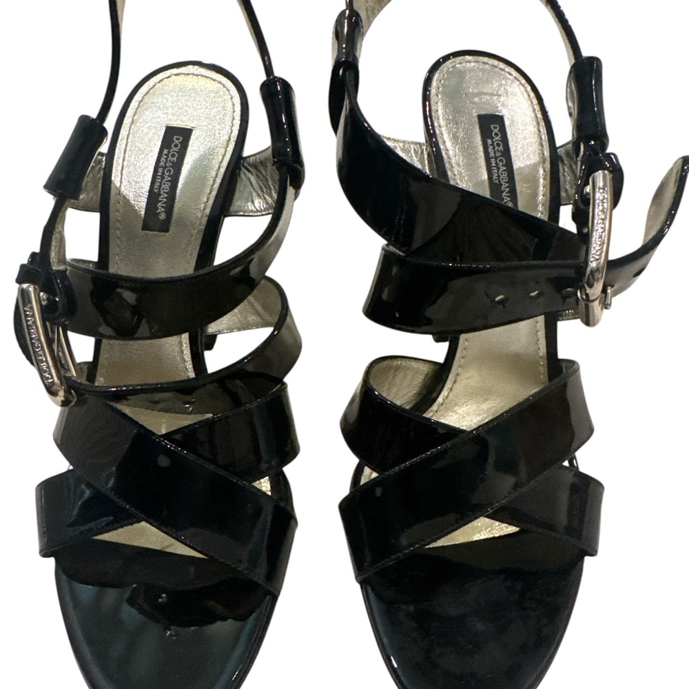Dolce & Gabbana Patent Black Sandals